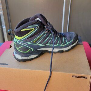 Women's Salomon X-Ultra Mid 2 Gore Tex Hiking Boots Size 7.5 Blue/Green/Multi